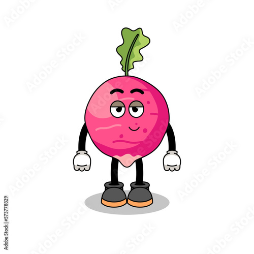 radish cartoon couple with shy pose