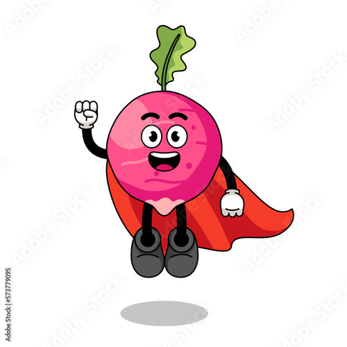 radish cartoon with flying superhero