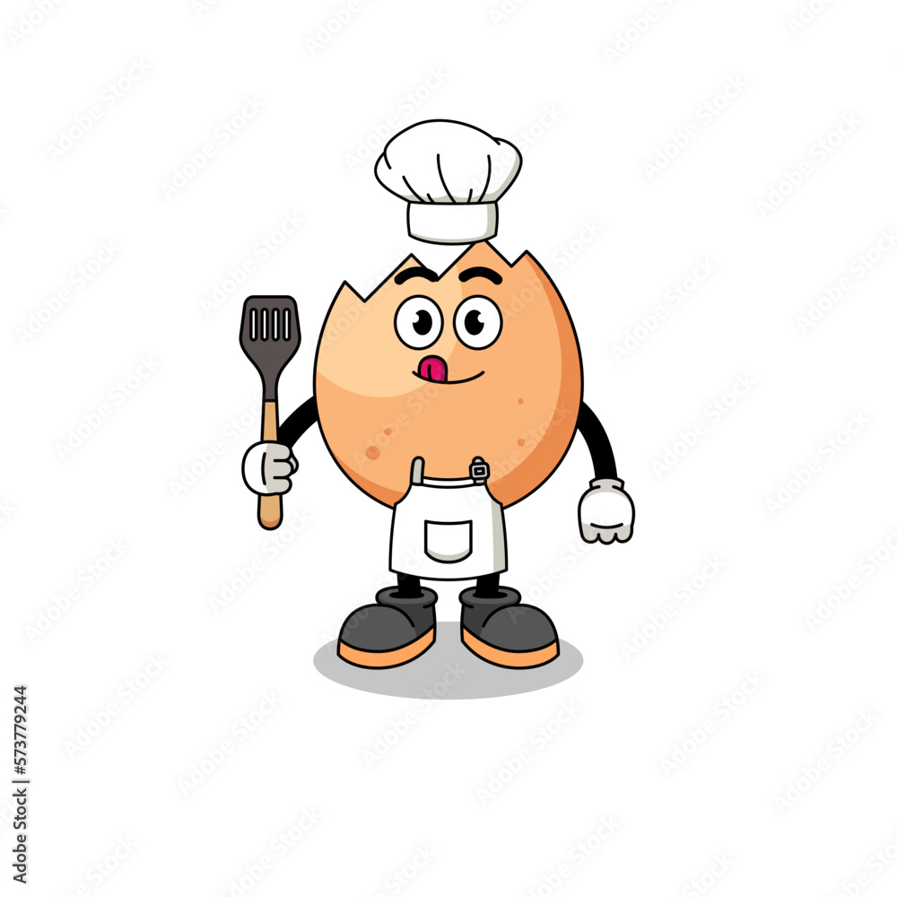 Mascot Illustration of cracked egg chef Mascot Illustration of cracked egg chef