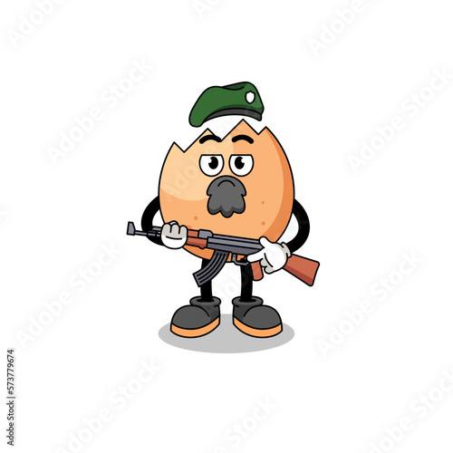 Character cartoon of cracked egg as a special force