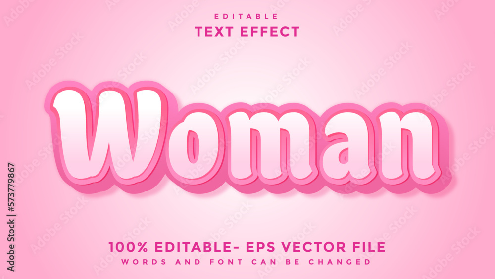 Minimal Word Woman Editable Text Effect Design Template, Effect Saved In Graphic Style