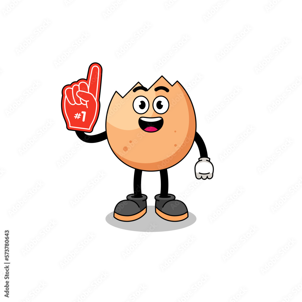 Cartoon mascot of cracked egg number 1 fans Cartoon mascot of cracked egg number 1 fans