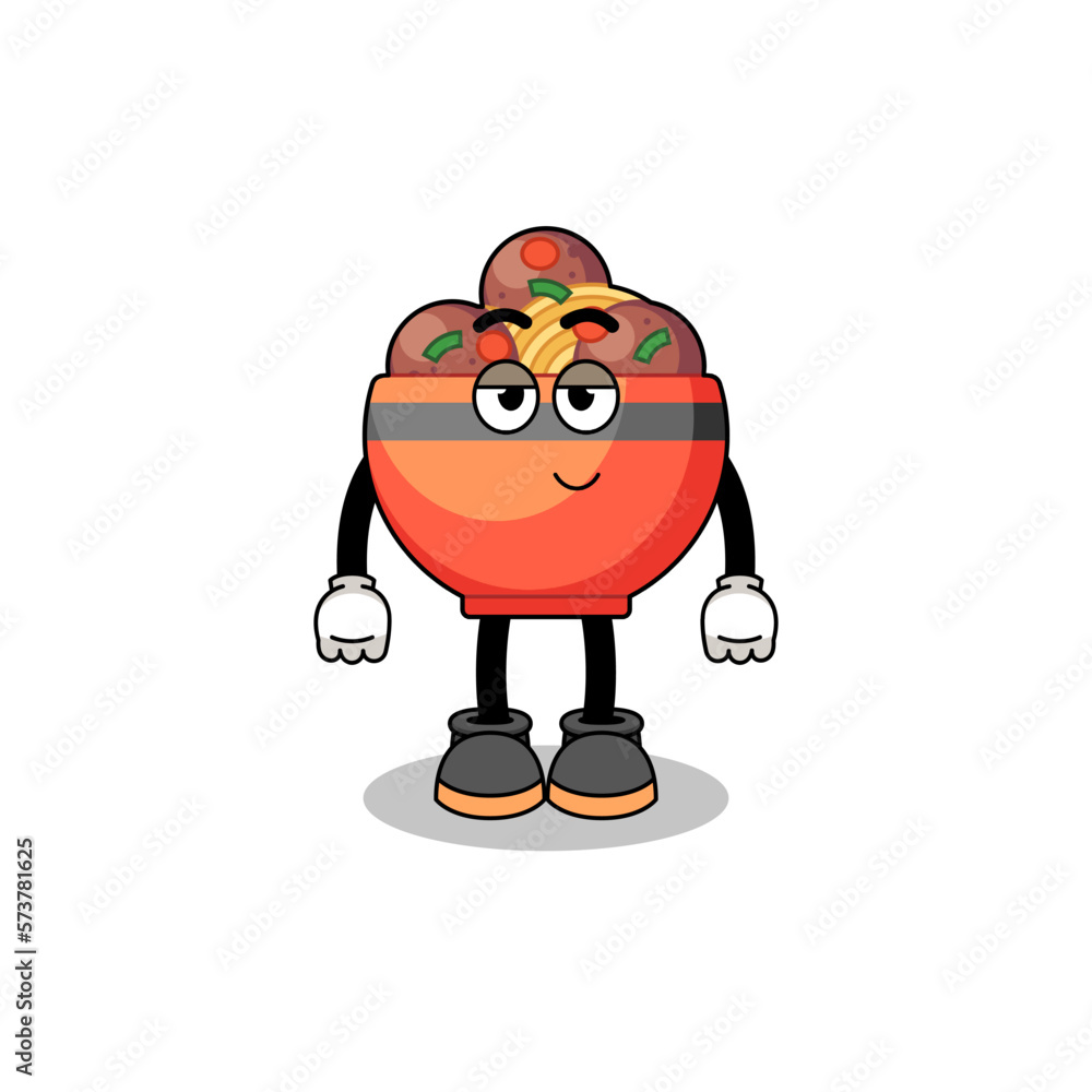 meatball bowl cartoon couple with shy pose meatball bowl cartoon couple with shy pose