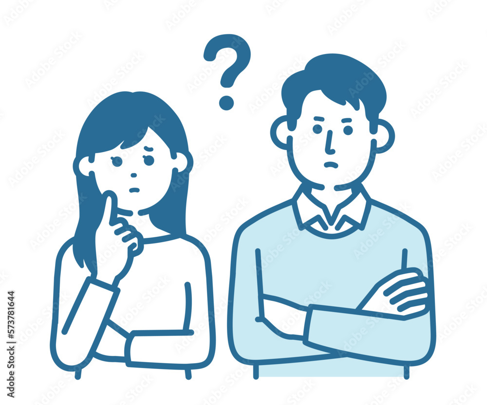 Men and women with question marks Men and women with question marks