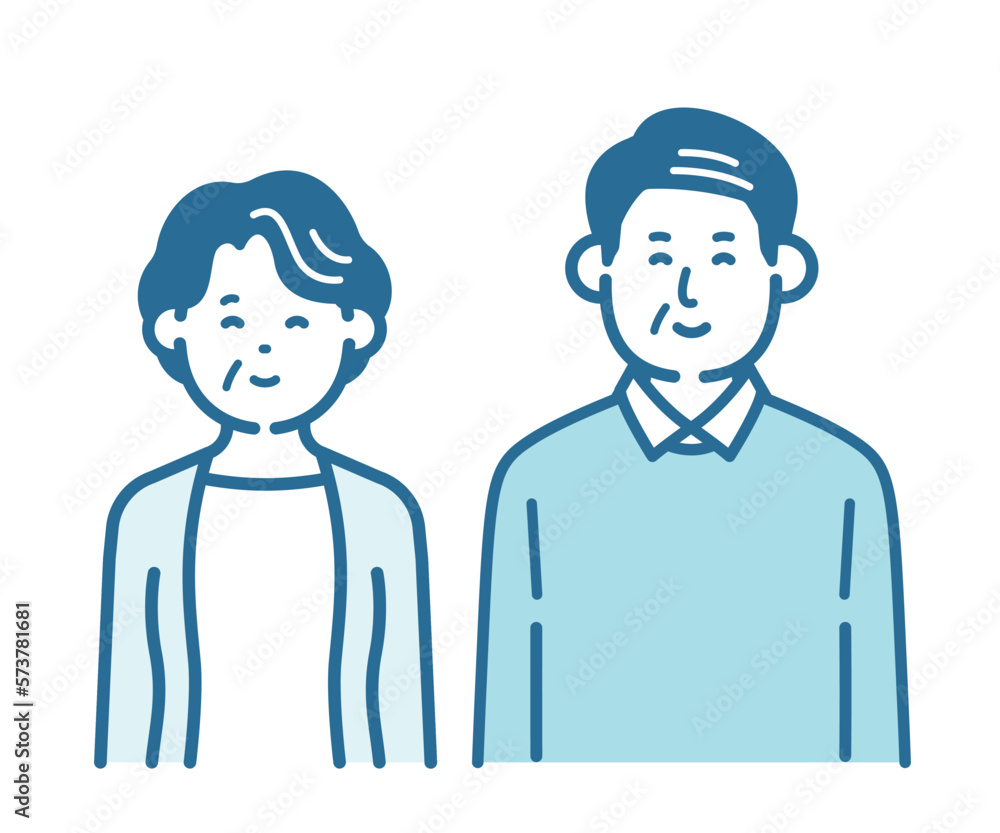 Illustration of a smiling elderly couple