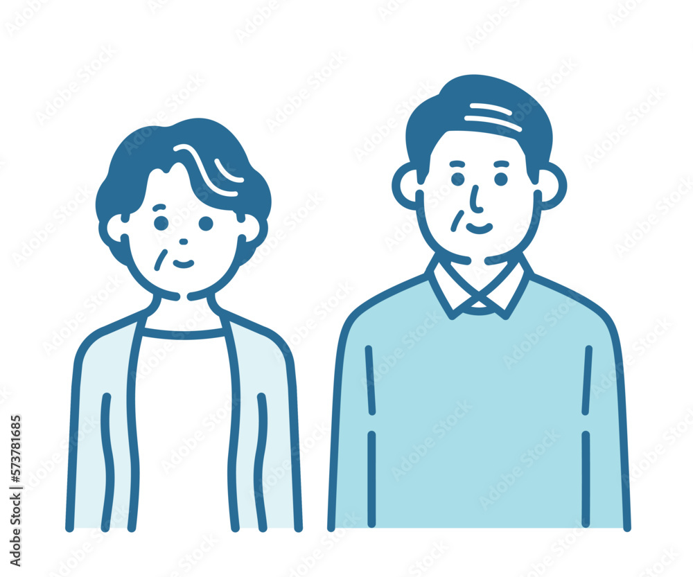 Bust-up illustration of an elderly couple Bust-up illustration of an elderly couple