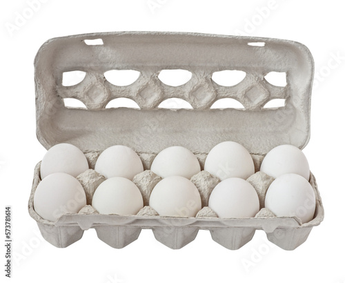 Carton box with white eggs isolated. png transparent photo