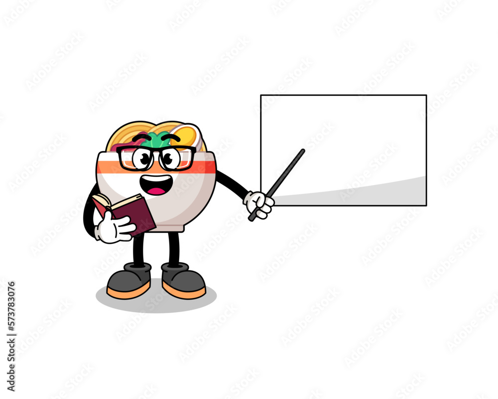 Mascot cartoon of noodle bowl teacher