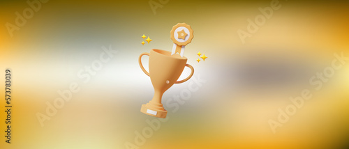 Trophy with badge in gradient background