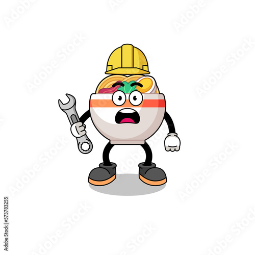 Character Illustration of noodle bowl with 404 error