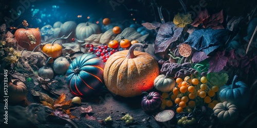 Surreal Autumn Harvest Background - Mood Lighting - Generative AI