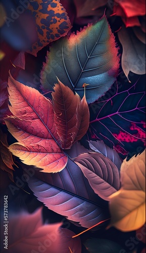 Autumn Leaf Background - Mood Lighting - Generative AI