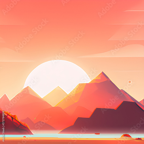 a  beautiful landscape with mountains and a sunset  generative ai