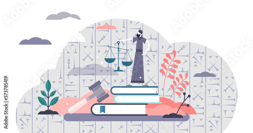 Hammurabi code illustration, transparent background. Ancient Babylonian code of law in flat tiny person concept. Old historical information deciphered writings.