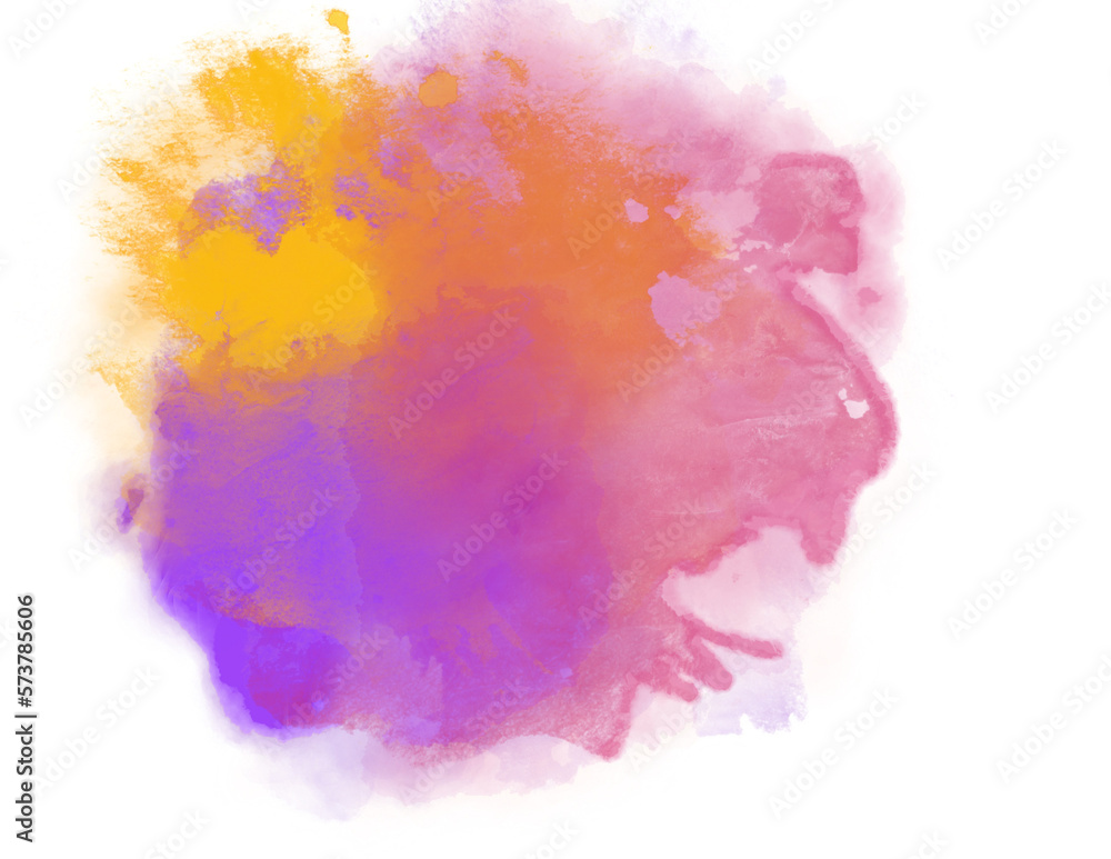 Pink watercolor with yellow and purple splash png file