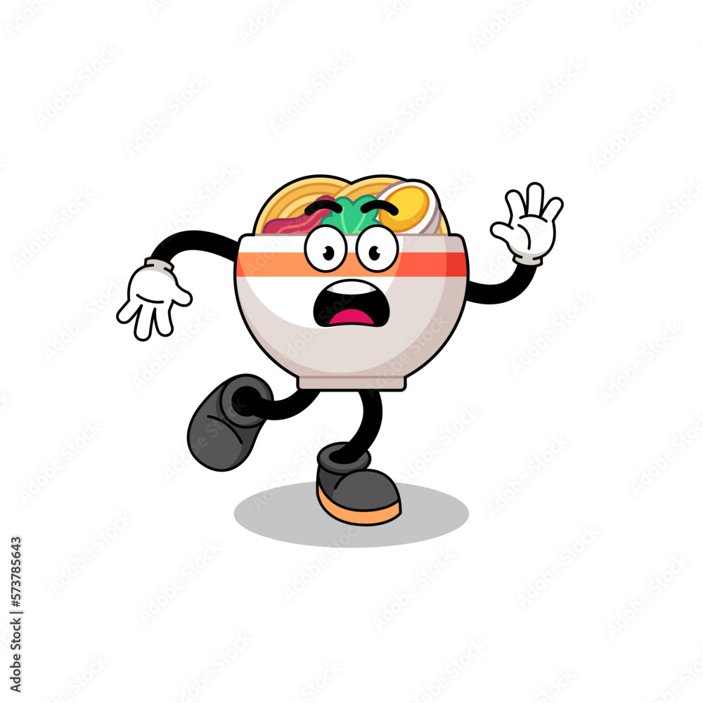 slipping noodle bowl mascot illustration slipping noodle bowl mascot illustration