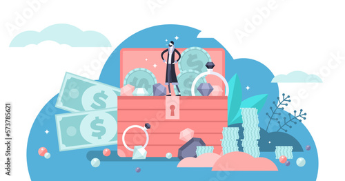 Riches illustration, transparent background.Flat tiny rich financial wealth persons concept.Treasure investment and bank savings.Economical stable, successful and prosperous boss.