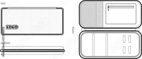 Kids long pencil box drawing illustration. books coloring. mockup, multipurpose