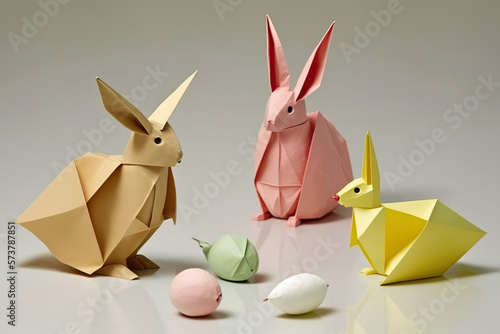 Easter origami rabbit element desktop background