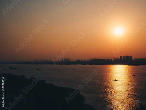Sunset landscape of Yangze river in Nanjing city,Jiangsu province,China