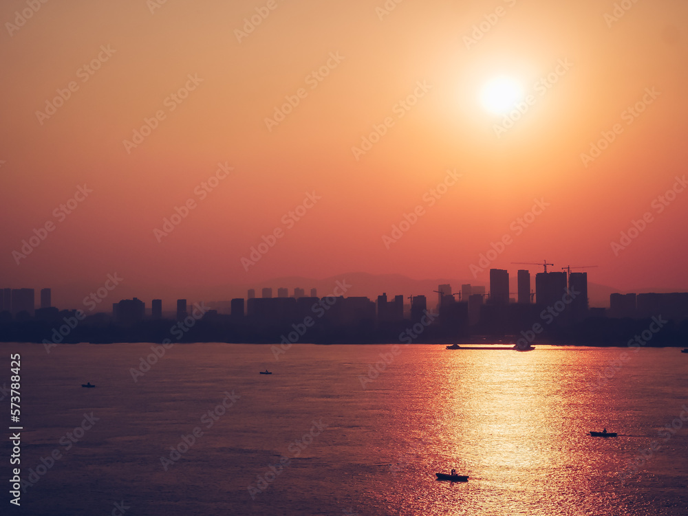 Sunset landscape of Yangze river in Nanjing city,Jiangsu province,China Sunset landscape of Yangze river in Nanjing city,Jiangsu province,China