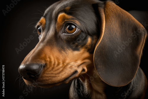 Dachshund Close Up Portrait of Face. Created by Generative AI
