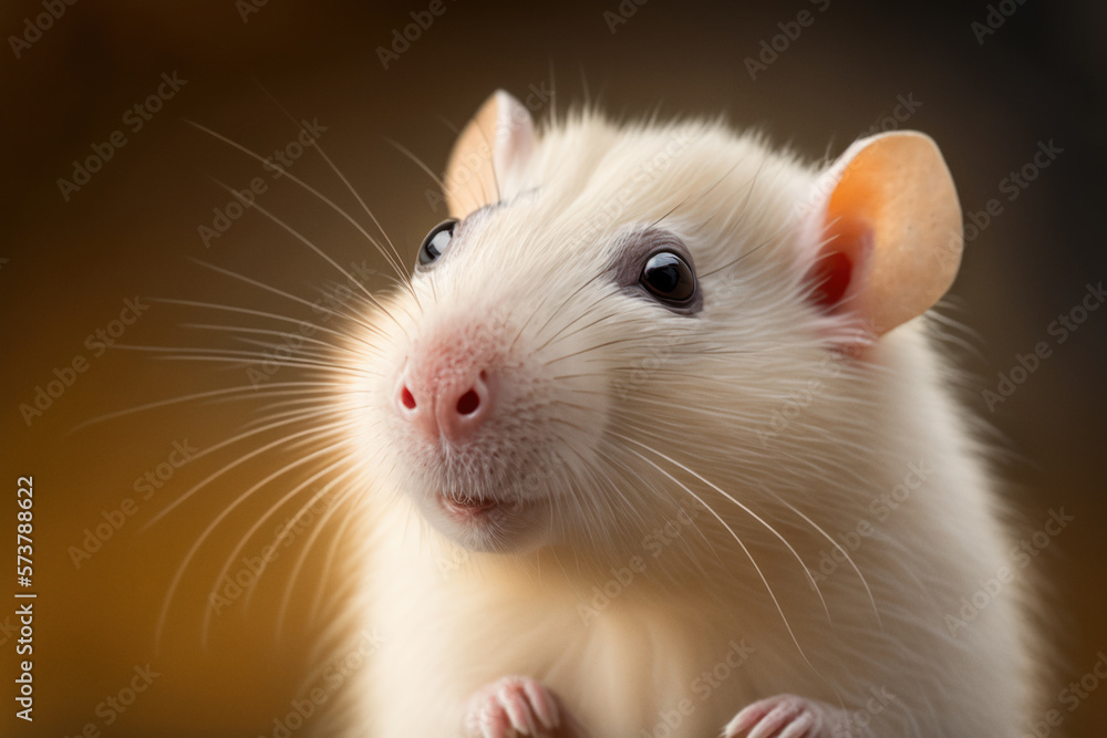 Adorable Little White Chibi Mouse. Generative AI.