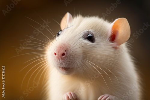 Adorable Little White Chibi Mouse. Generative AI.