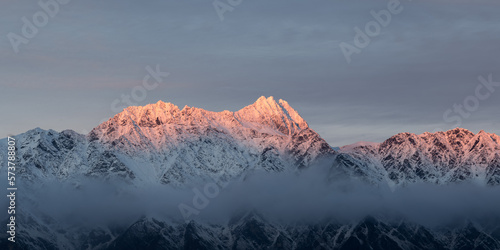 The Remarkables in Queenstown New Zealand in the winter at sunset