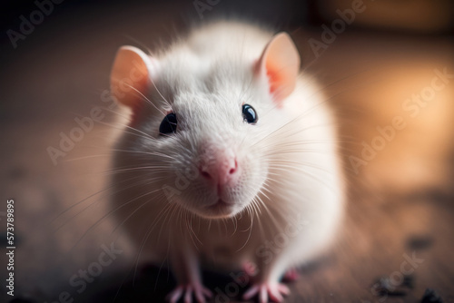 Adorable White Rat Chibi Cute and Friendly Pet. Generative AI.