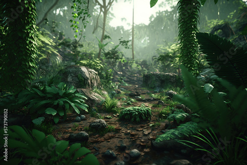 forest backdrop to showcase model and objects  Created Using Generative AI 