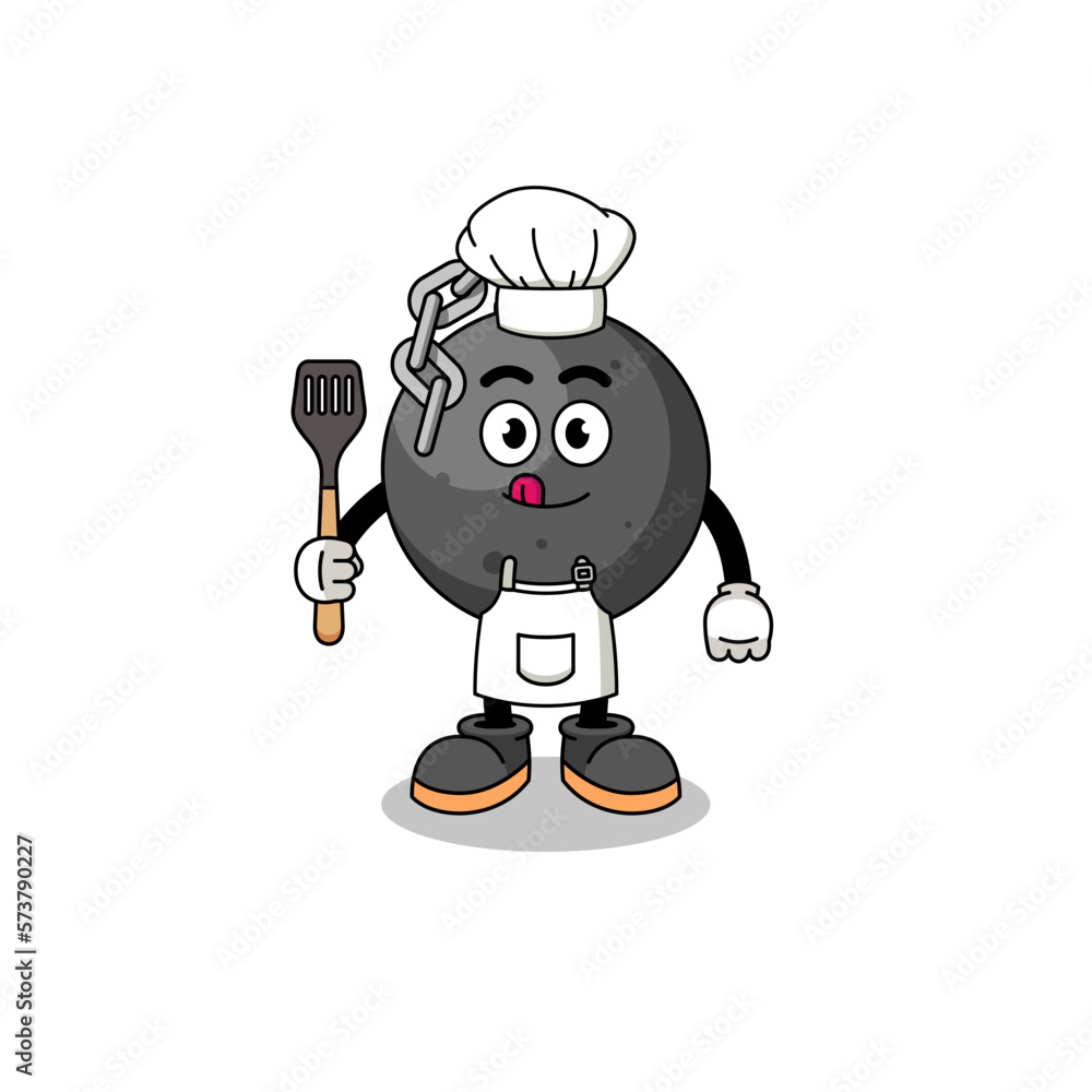 Mascot Illustration of wrecking ball chef Mascot Illustration of wrecking ball chef