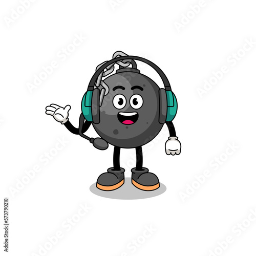 Mascot Illustration of wrecking ball as a customer services