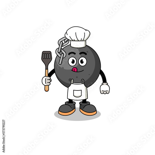 Mascot Illustration of wrecking ball chef