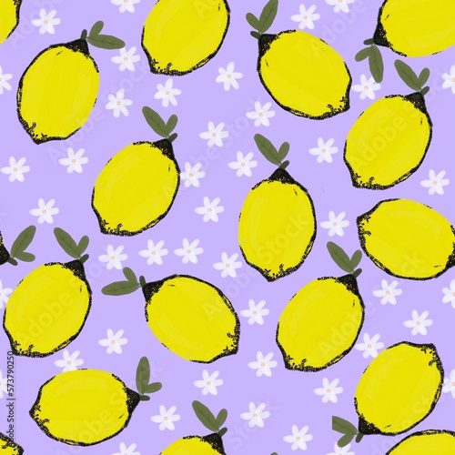 Gouache Paintbrush Lemon Lemon Blossom Leaf Abstract Graptic Seamless Background Fashion Prints Hand Drawn Elegant Template Retro Abstract Decorative Geometric Style Interior Concept Cross Fashion 