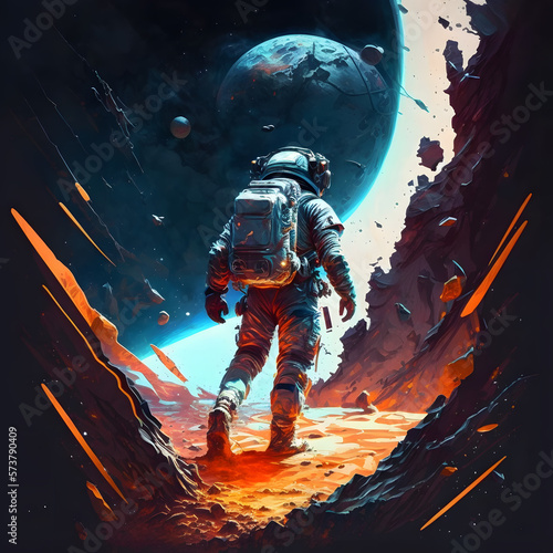 Obraz na plátně Astronaut walking