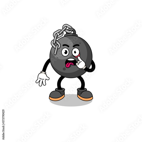 Character Illustration of wrecking ball with tongue sticking out