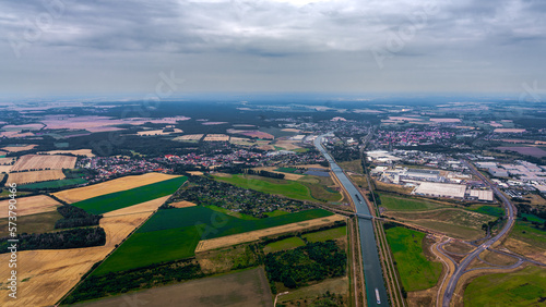 Aerial view of the Mittelland Canal and Haldensleben photo