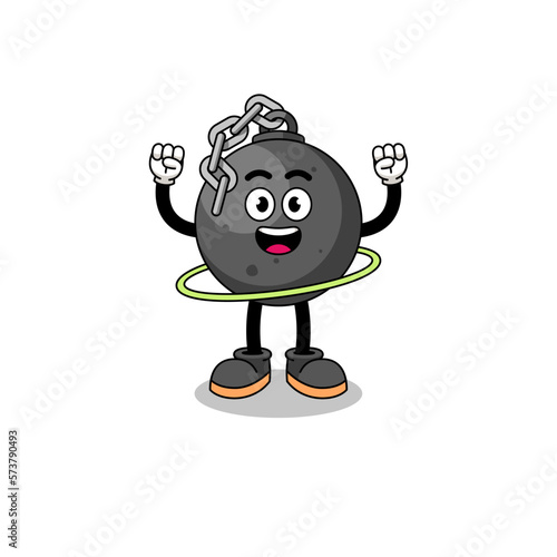 Character Illustration of wrecking ball playing hula hoop