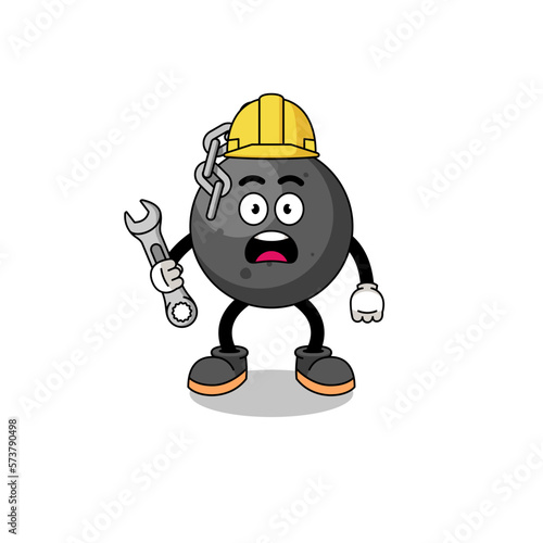Character Illustration of wrecking ball with 404 error