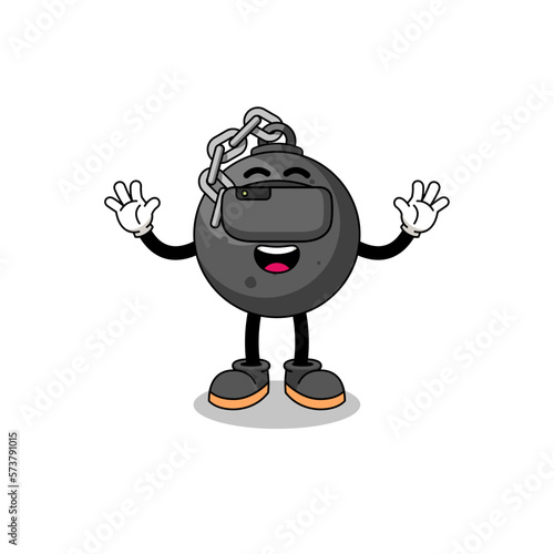 Illustration of wrecking ball with a vr headset