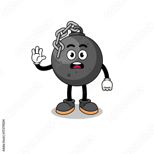 wrecking ball cartoon illustration doing stop hand