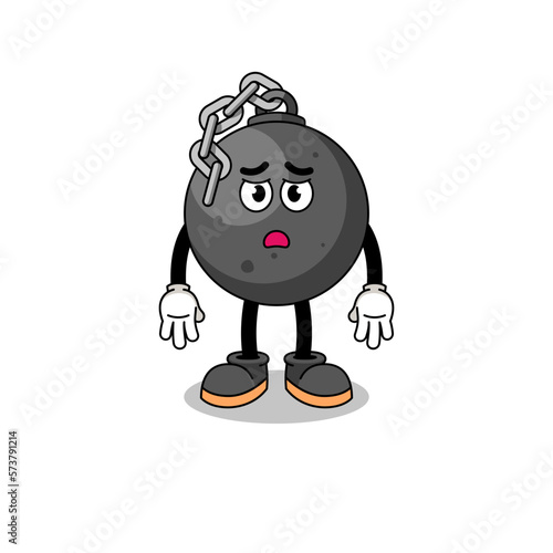 wrecking ball cartoon illustration with sad face