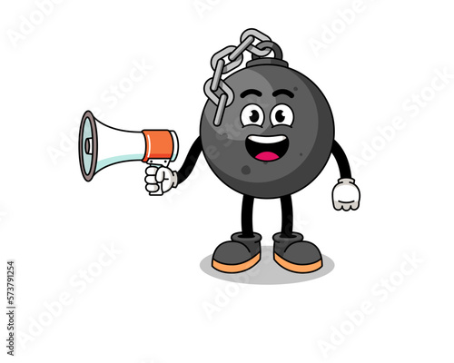 wrecking ball cartoon illustration holding megaphone