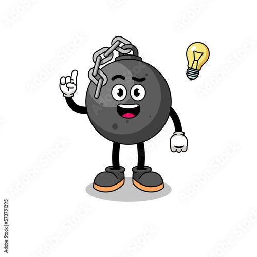 wrecking ball cartoon with get an idea pose