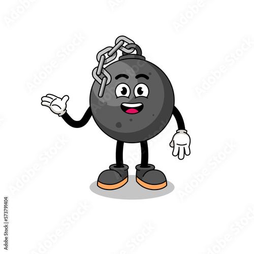 wrecking ball cartoon with welcome pose