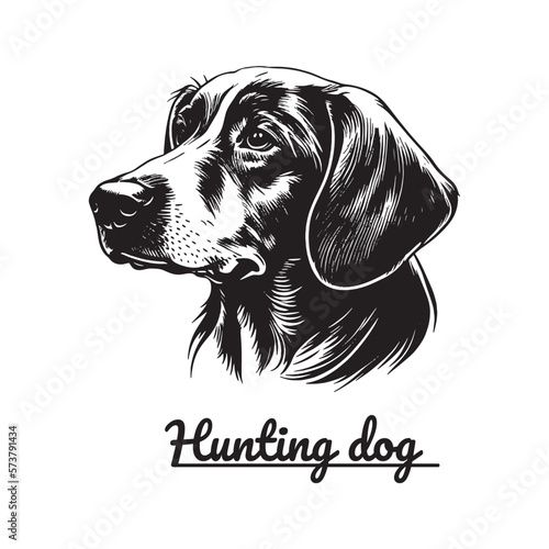 Vector illustration of a hunting dog. Monochrome, flat image of a dog's head