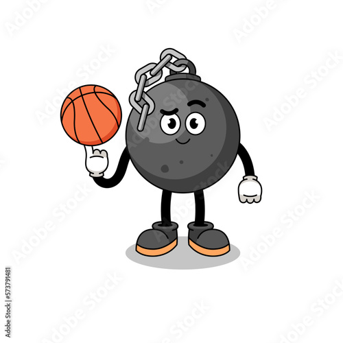 wrecking ball illustration as a basketball player