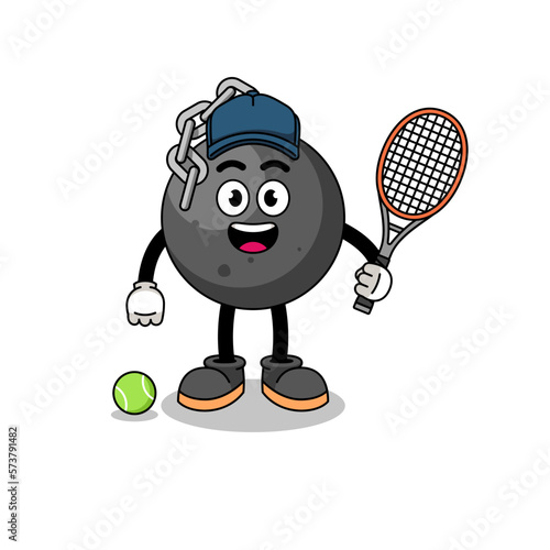 wrecking ball illustration as a tennis player