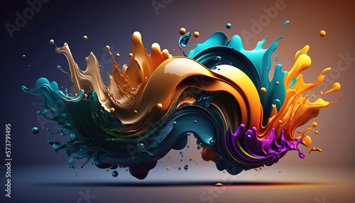 Abstract colorful splash 3d background  generative ai background